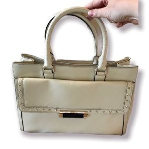 DVF Diane Von Furstenburg Leather Crossbody Satchel Shoulder Bag Purse Cream